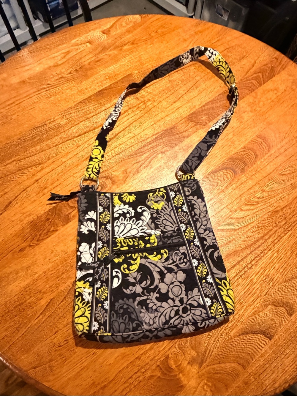 Vera Bradley Black, Gray & Yellow Quilted Crossbody Bag